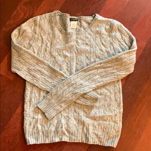 Gray JCrew cashmere blend cable knit sweater